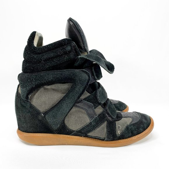 Isabel Marant Shoes - ISABEL MARANT Suede Leather Wedge Sneaker Black